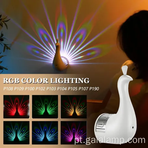 Luz de mesa USB do pavão